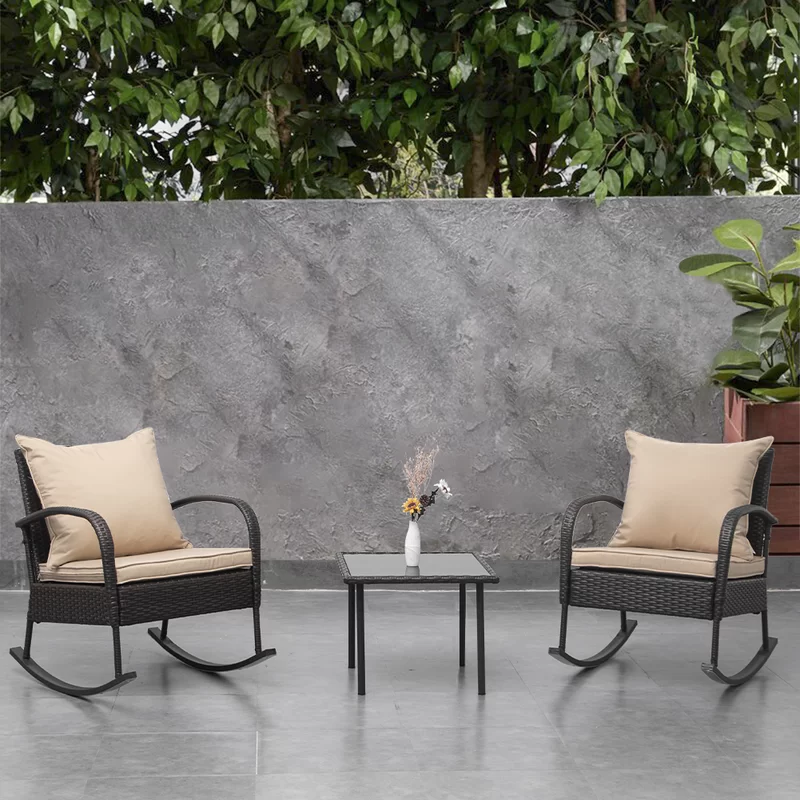 Husnu Polyethylene (PE) Wicker 2 - Person Seating Group with Cushions