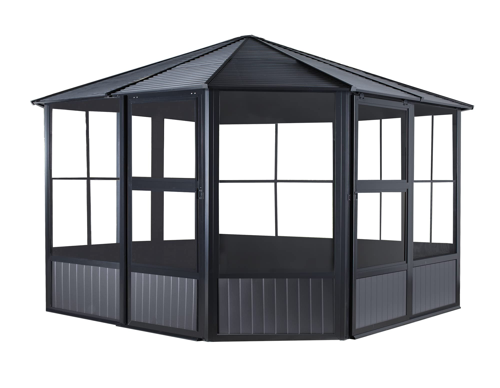 【Home&Garden】Charleston Solarium Outdoor Sunroom with Mosquito Nets, Dark Grey