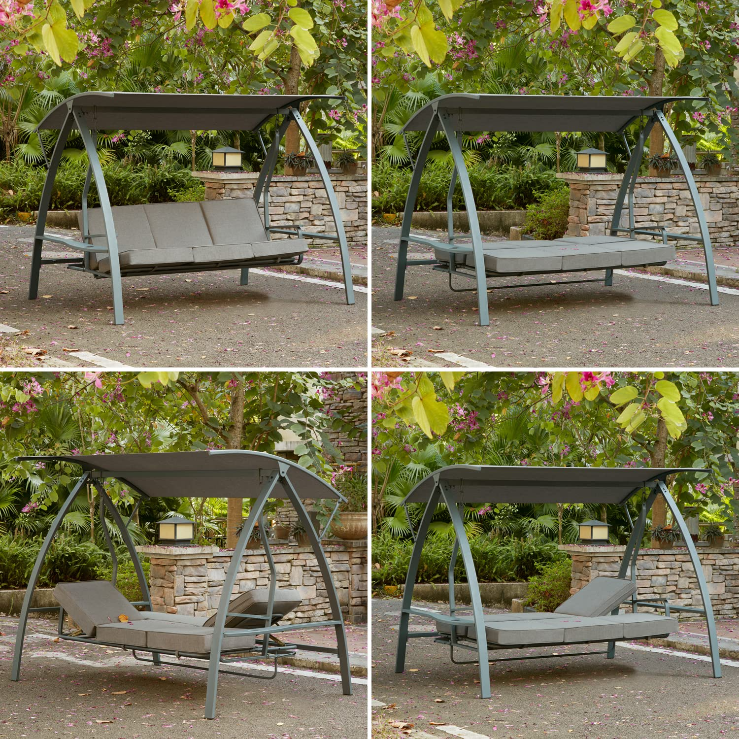 【Home&Garden】3 Person Patio Swinging Bench Chair 3-Seat Daybed Porch Swing Seater Outdoor Porch Swing