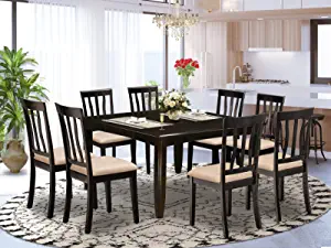 9 Pc Dining room set-Square gathering Table with Leaf and 8 Dining Chairs