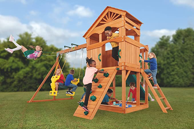 【Baby&Kids】Oak Grove Wooden Swing Set