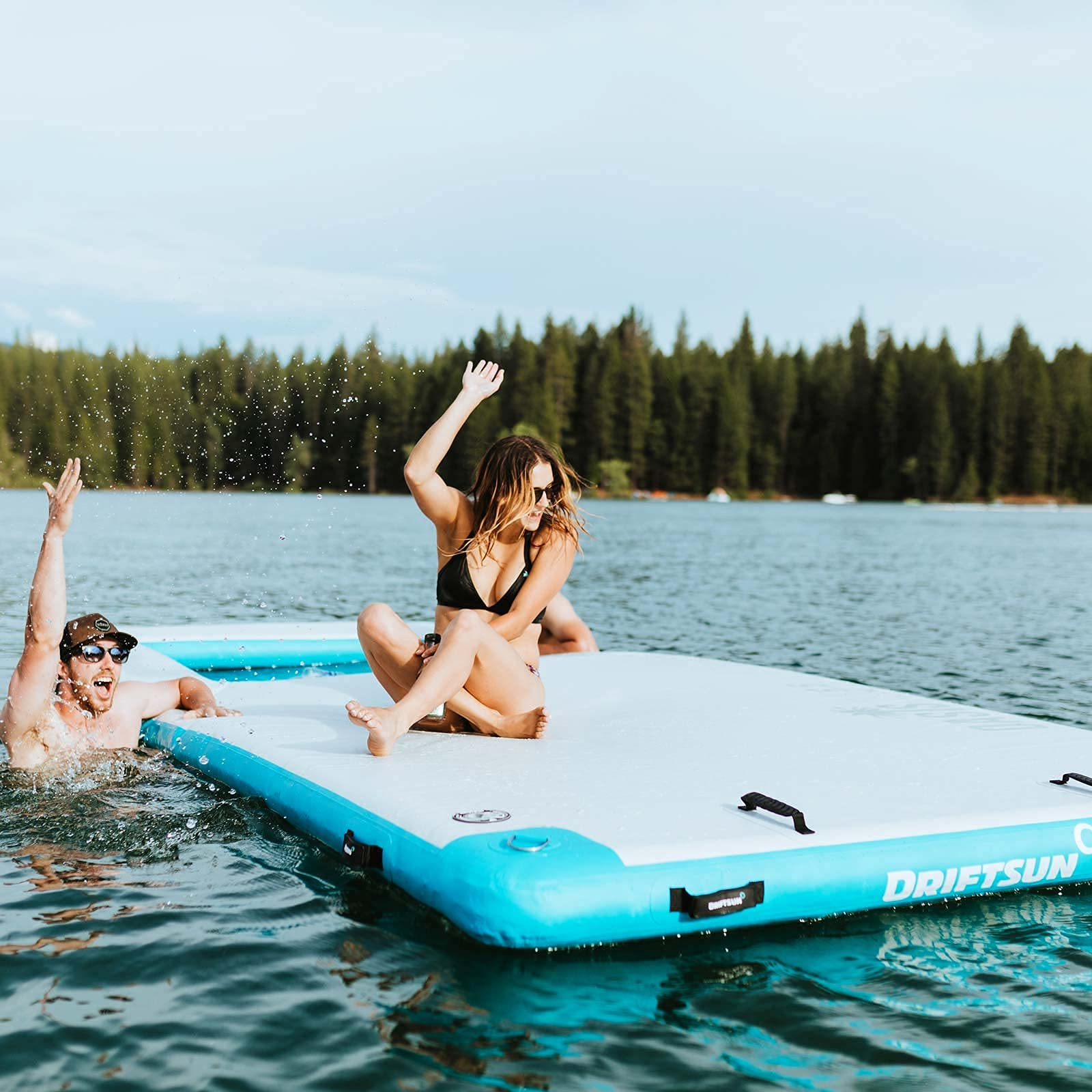【Sports&Outdoors】Inflatable Floating Dock Platform - 15x6.5ft Mesa Dock with Water Hammock, Floating Docks