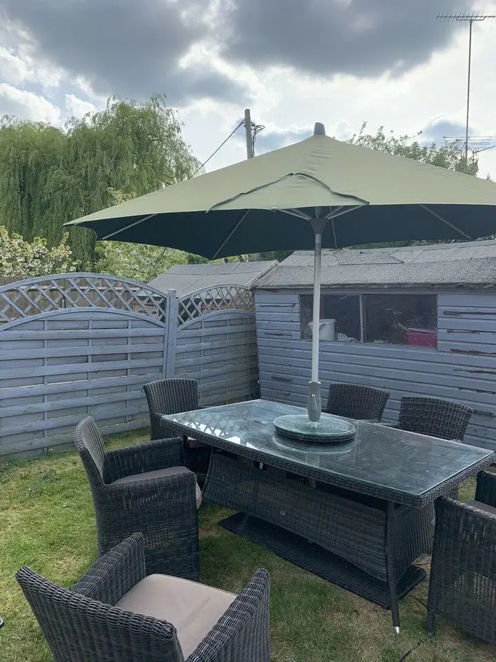 【Home&Garden】Rattan Garden Dining Table & 6 Chairs with Cushions