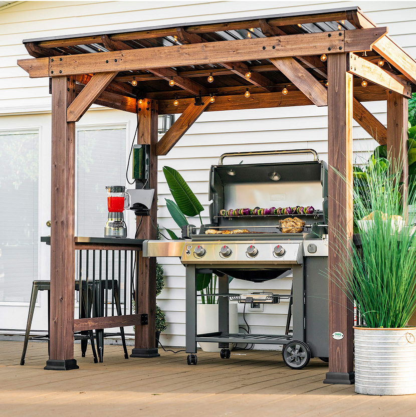 【Home&Garden】Saxony Wooden Grill Gazebo