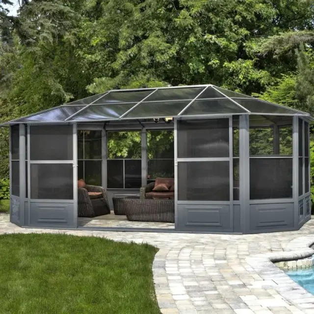 【Gazebo】Florence 18.5 Ft. W x 13.5 Ft. D Metal Patio Gazebo