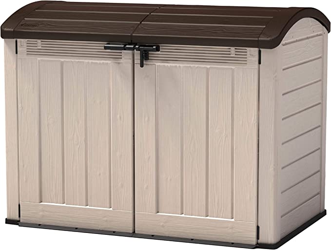 【Storage Shed】【BS】Keter Store-It Out Ultra Outdoor Garden Storage, Bike Shed, Bin Store and More, Beige and Brown, 177 x 113 x 134 cm