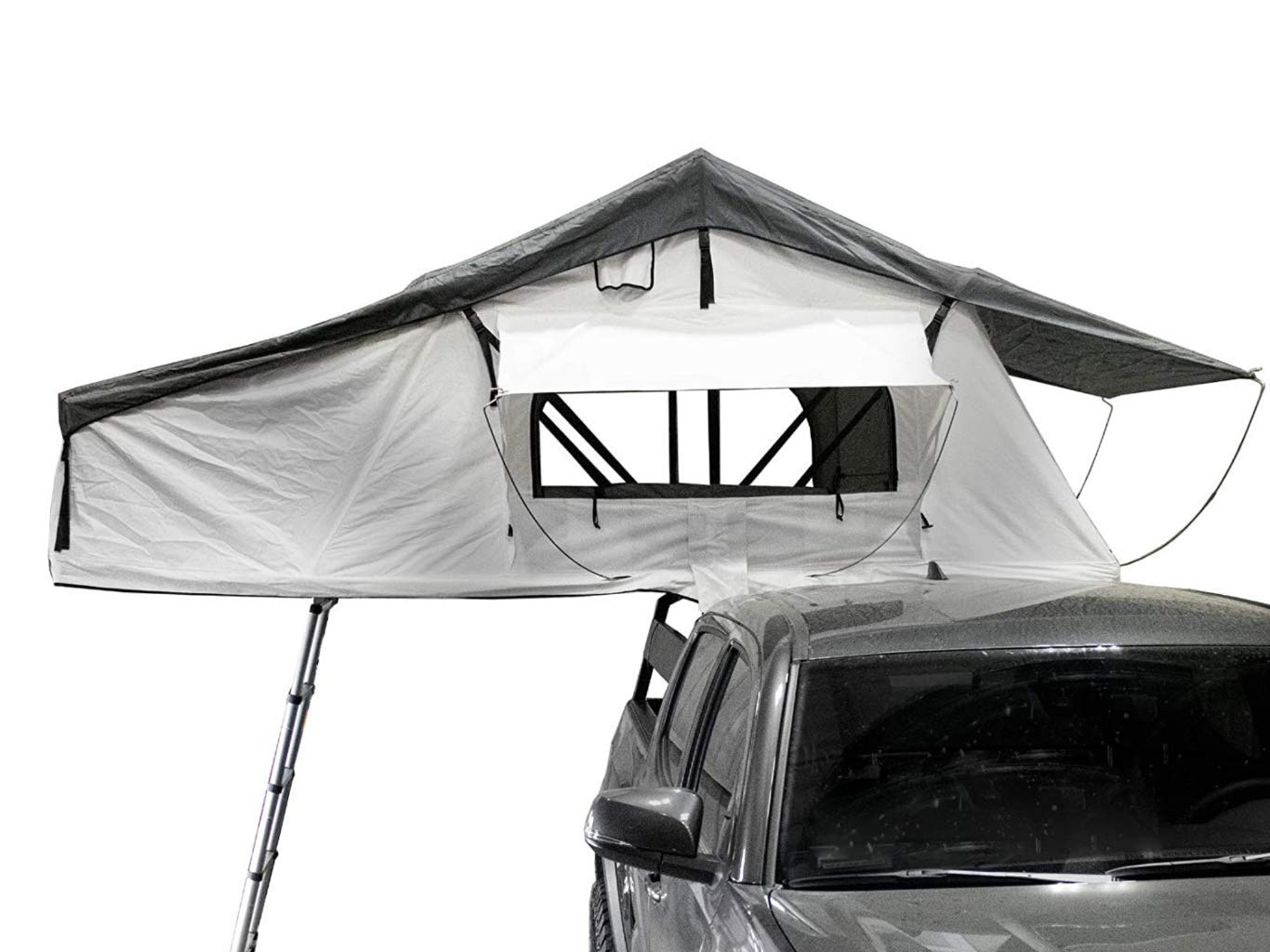 【Sports&Outdoors】Nomadic 3 Extended Roof Top Tent - White Base with Gray Rain Fly & Black Cover Universal