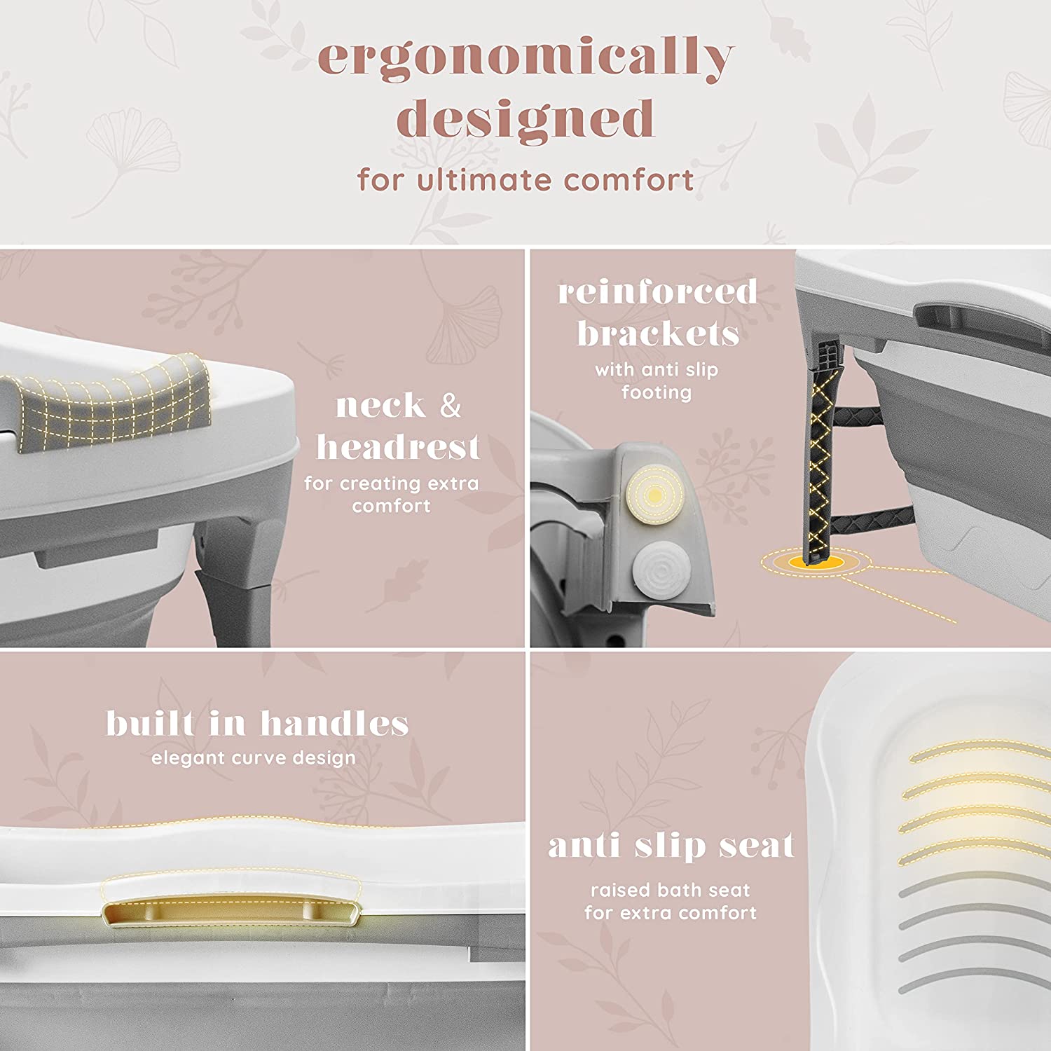 Portable Bathtub for Adult - Large 56'in Foldable Collapsible tub - Ergonomically Designed for the Ultimate Relaxing Soaking Bath