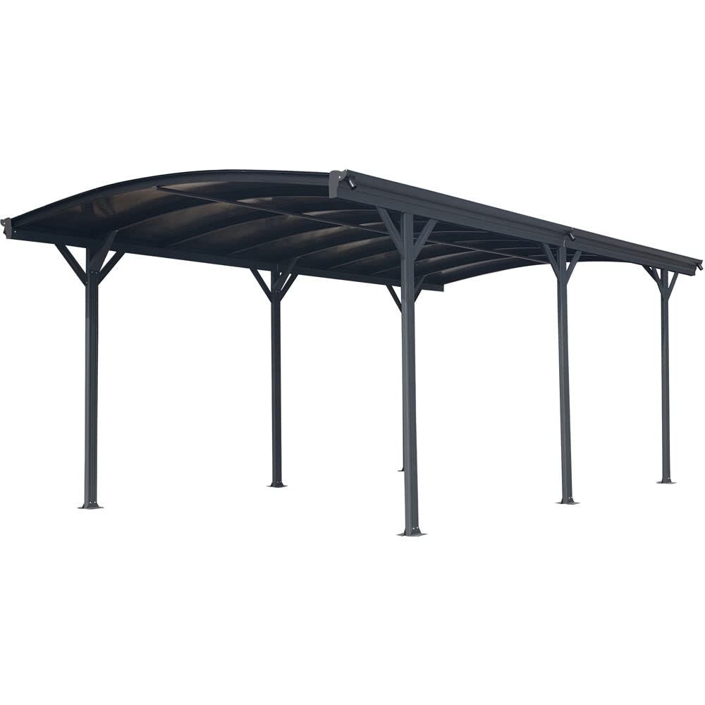 【Home&Garden】19-Ft. x 10-Ft. Aluminum Arch-Roof Carport with Polycarbonate Roof Panels