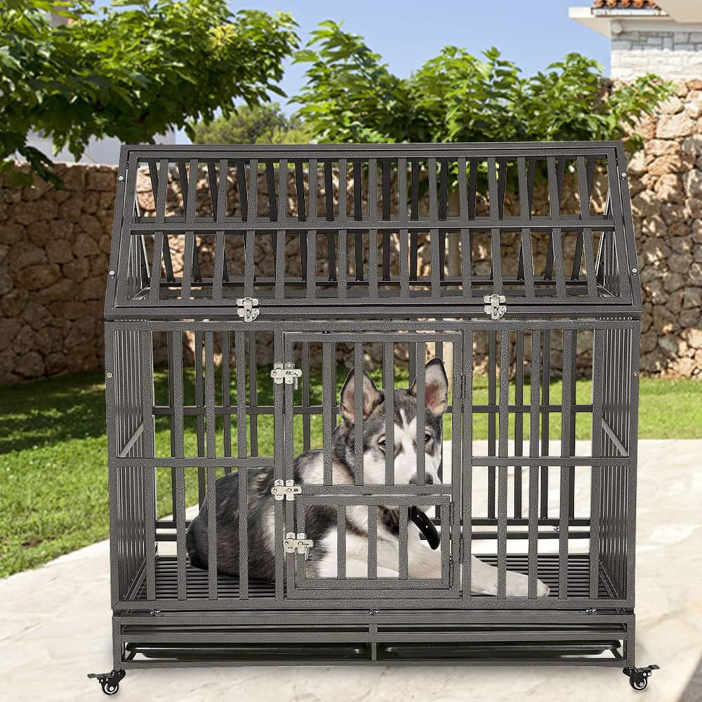 【Pet】42 Heavy Duty Dog Crate Large Dog cage Strong Metal Dog Kennels & Crates for Large Dogs