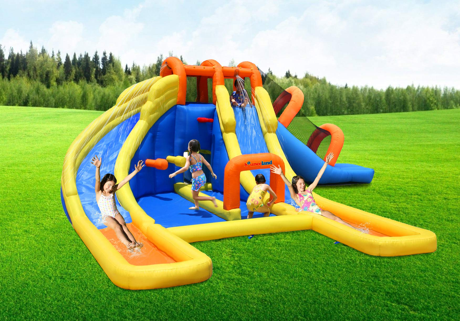 【Baby&Kids】Triple Water Slides and Pool Water Park, 24 ft L x 21 ft W x 8 ft H, Outdoor Fun for Kids