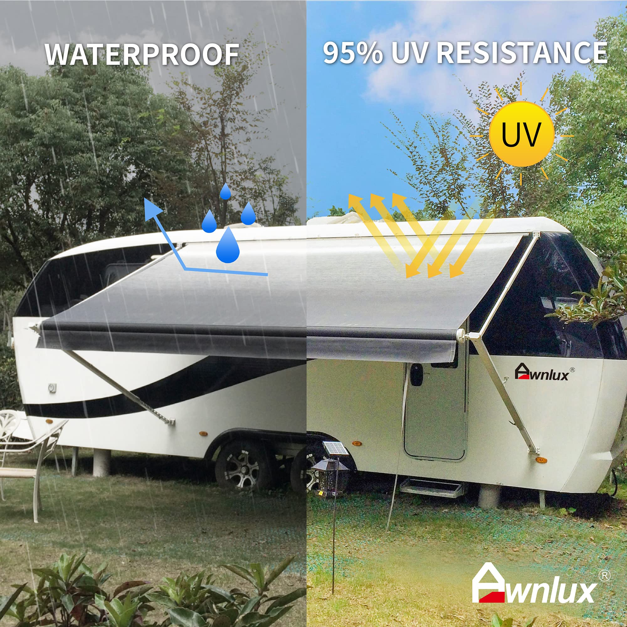 【Sports&Outdoors】Manual Modular Retractable RV Awning Full Set Assemblies - RV Trailer Awning for Home or Camper