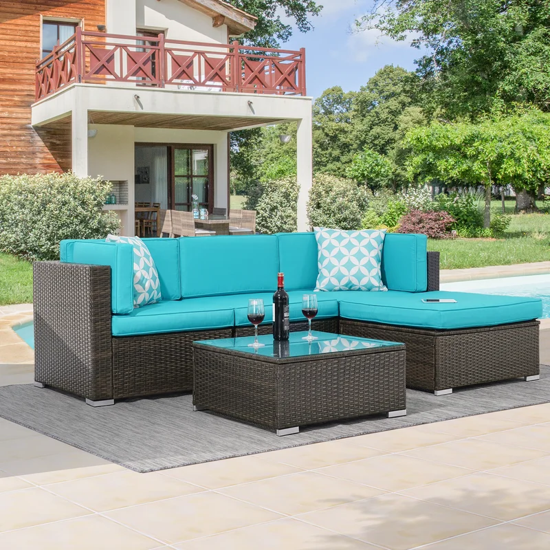 Brookwood High-Density Polyethylene (HDPE) Wicker 3 - Person Seating Group with Cushions
