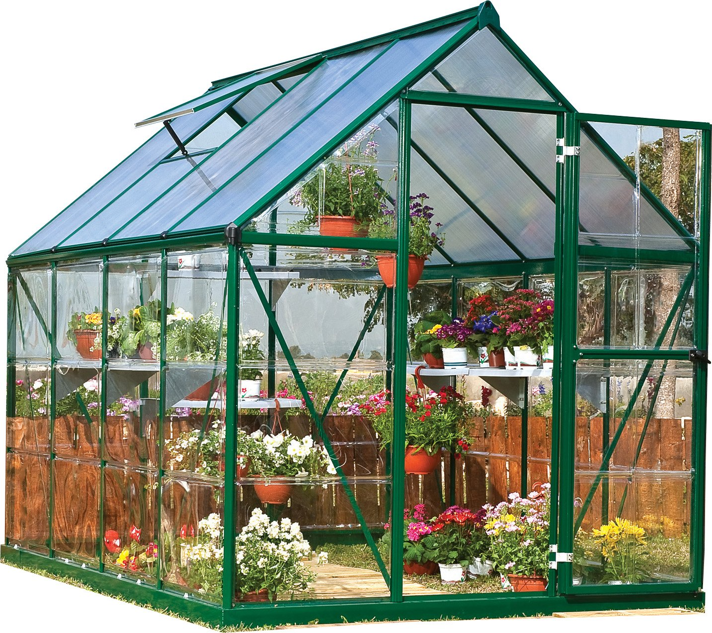 【Home&Garden】Canopia Hybrid 6' x 8' Greenhouse - Forest Green