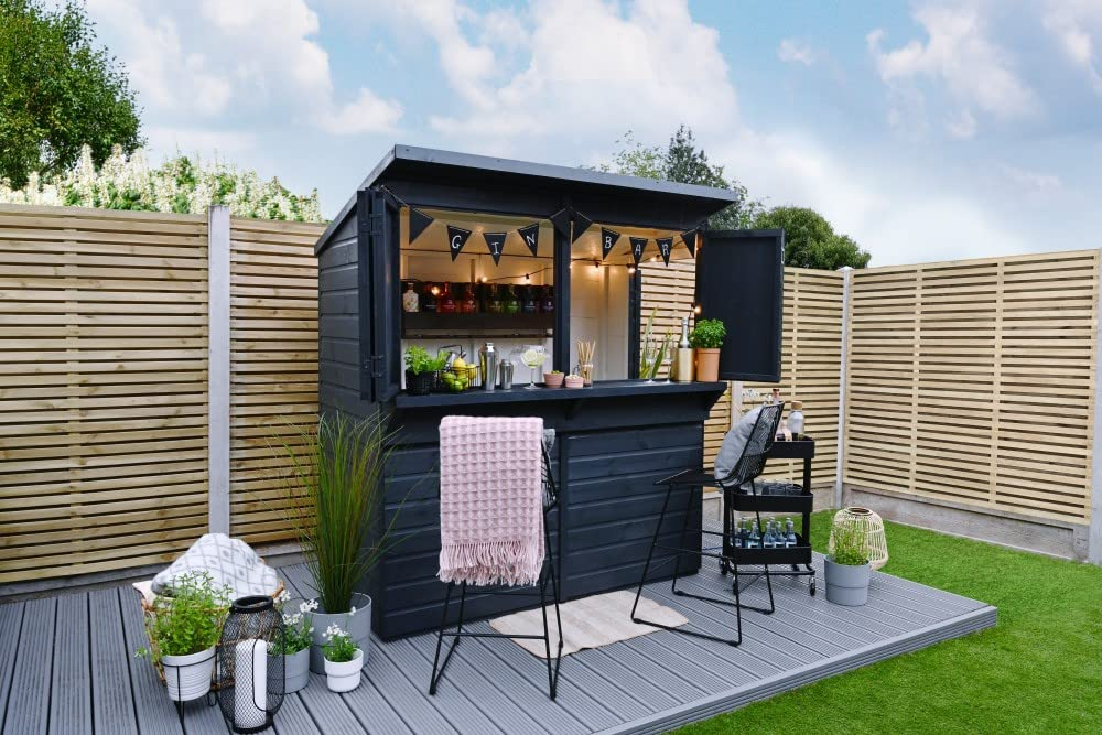 【Home&Garden】Outdoor Garden Bar, 6' x 3' Forest Wooden Shiplap Pent Garden Bar