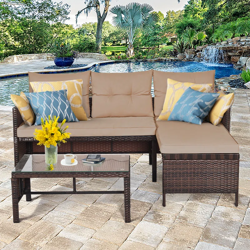 Heinzfried Polyethylene (PE) Wicker 3 - Person Seating Group with Cushions