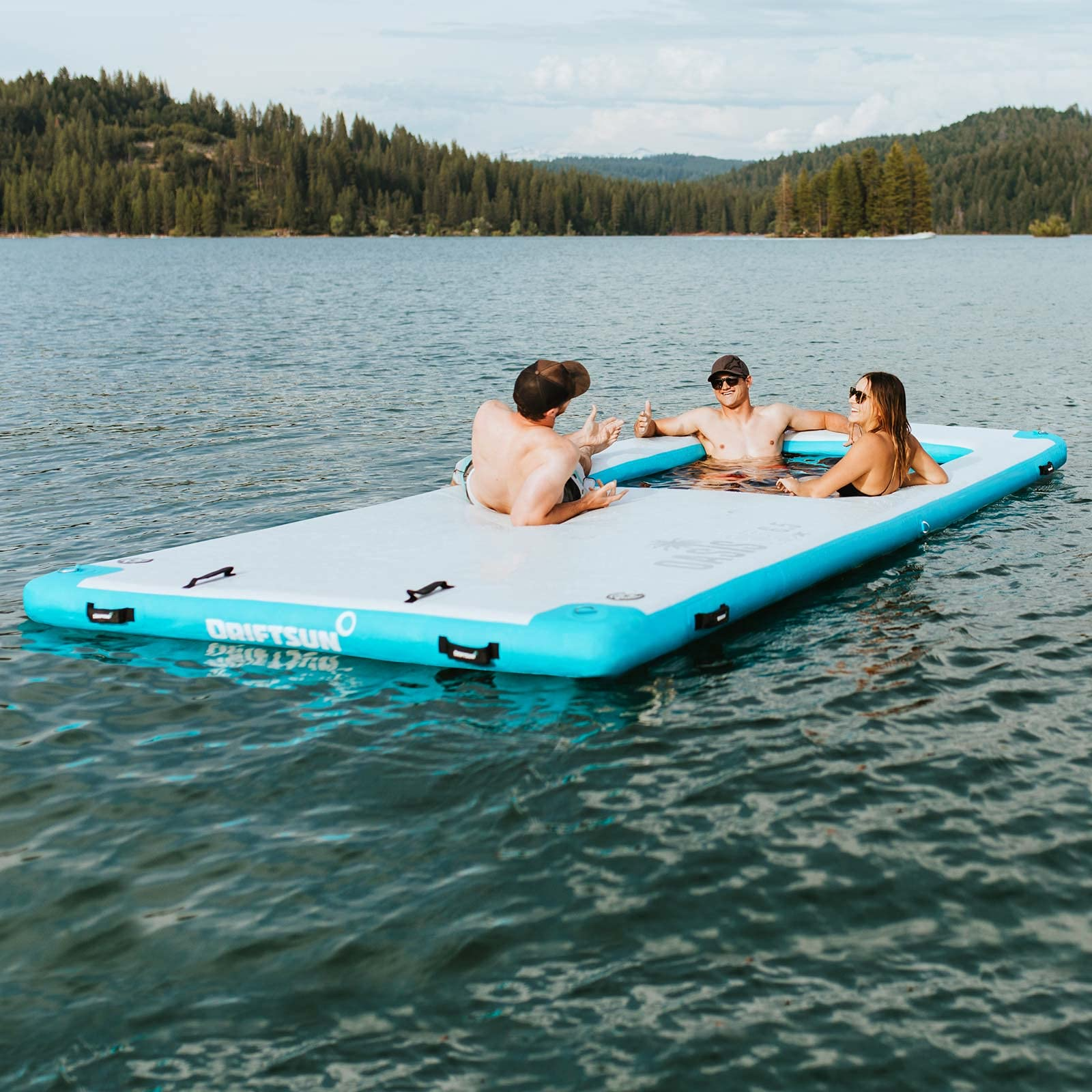 【Sports&Outdoors】Inflatable Floating Dock Platform - 15x6.5ft Mesa Dock with Water Hammock, Floating Docks