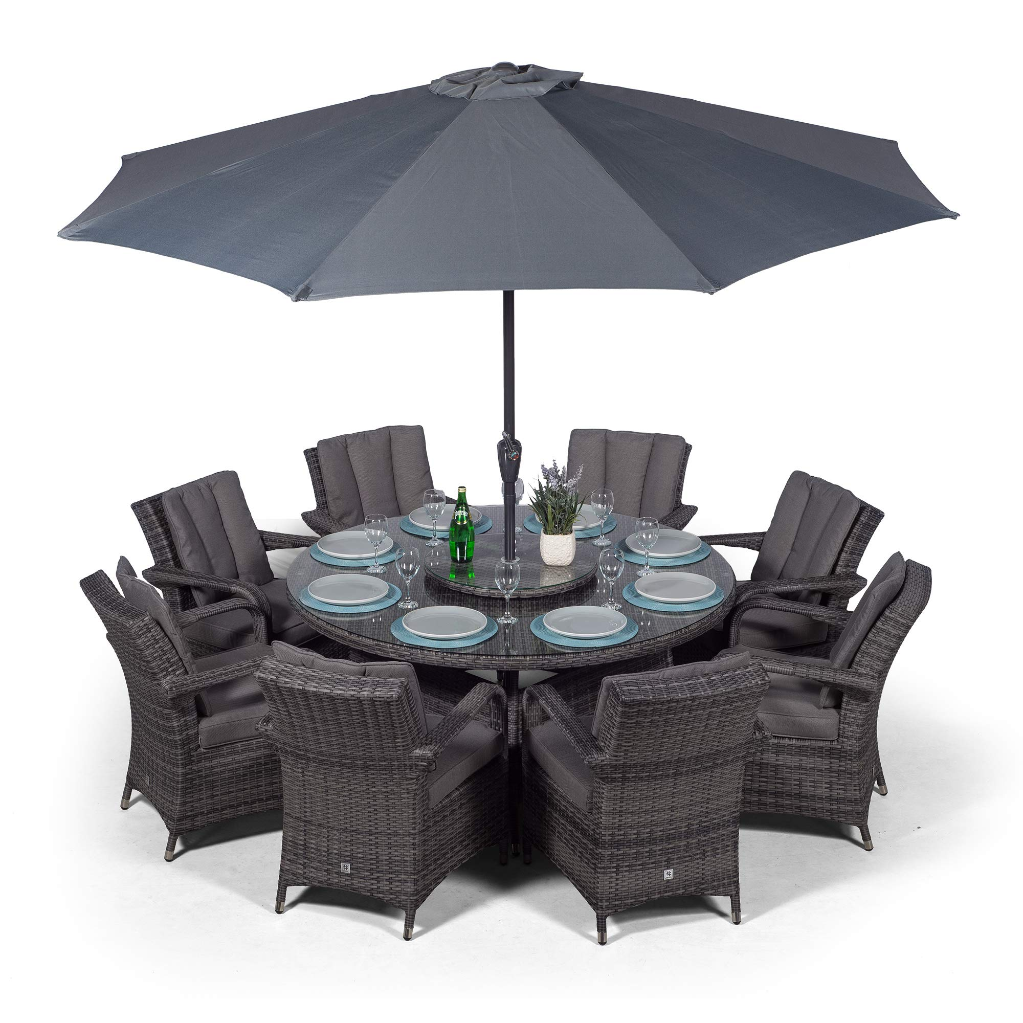 【Home&Garden】Luxury Rattan Dining Set, 8 Seater Rattan Dining Set, Outdoor Garden Table & Chairs Set