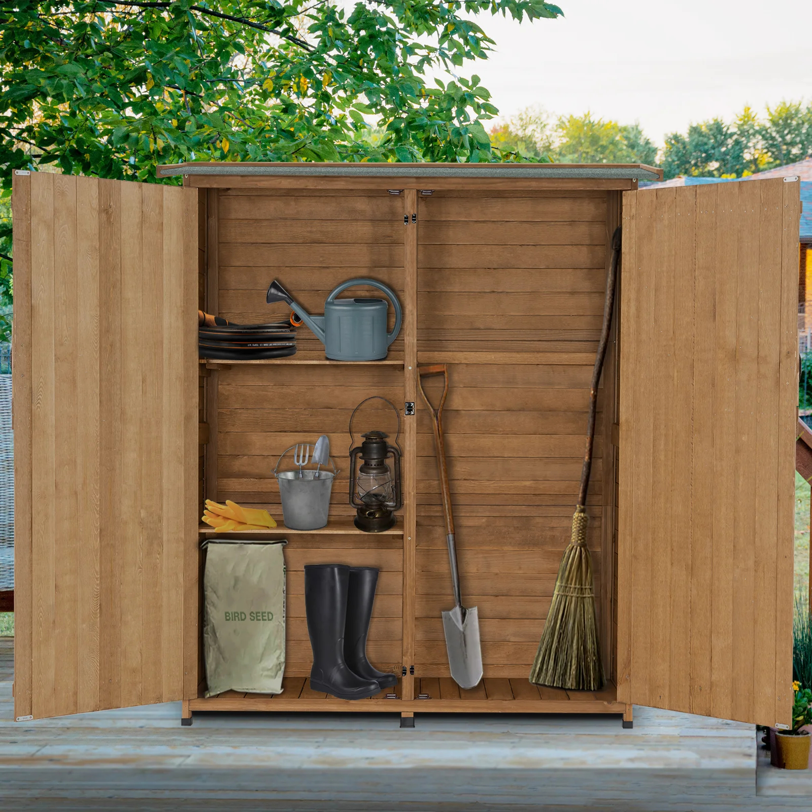 【Storage Shed】4.5x1.5 ft Solid Wood Lean-To Tool Shed