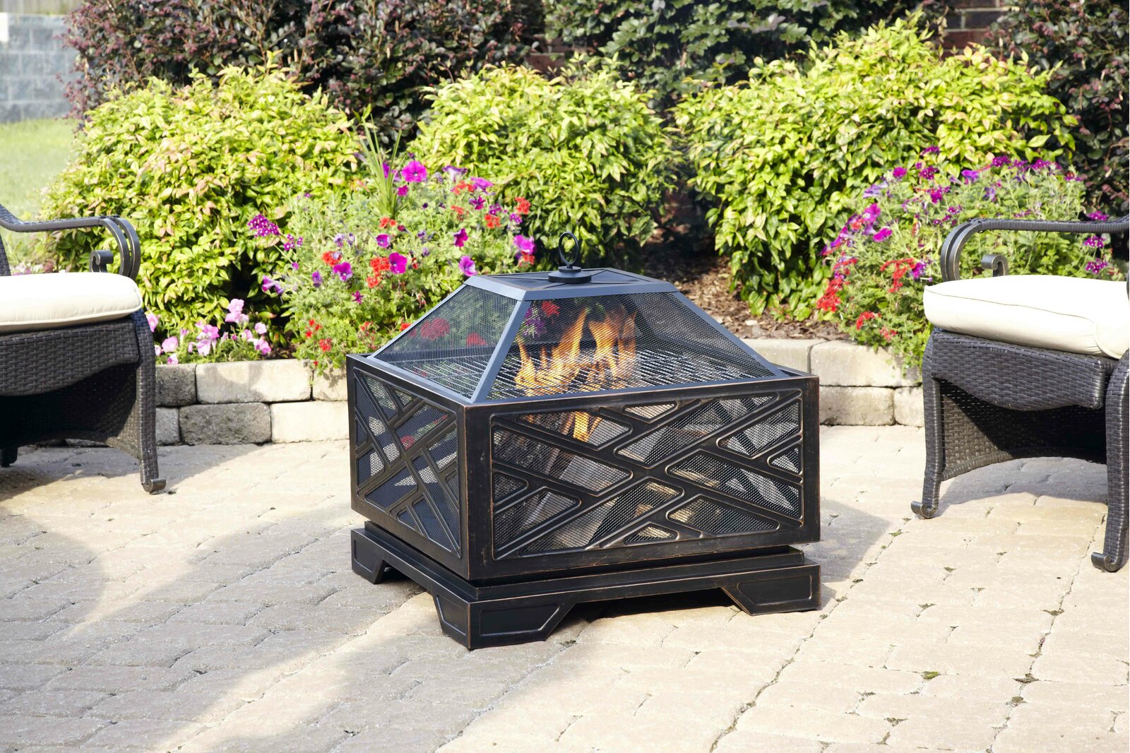 【Sports&Outdoors】Telvin 26'' H x 26'' W Steel Wood Burning Outdoor Fire Pit with Lid