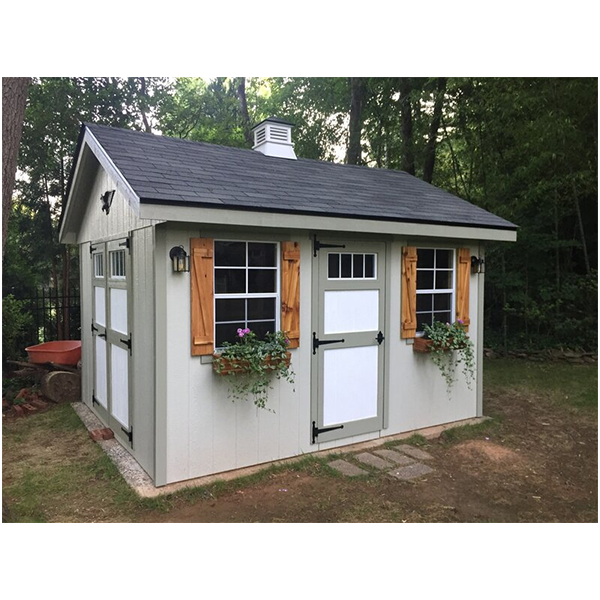 【Storage Shed】10'x12' Resin Outdoor Storage Shed with Shutters, Windows & Skylights for Garden Patio