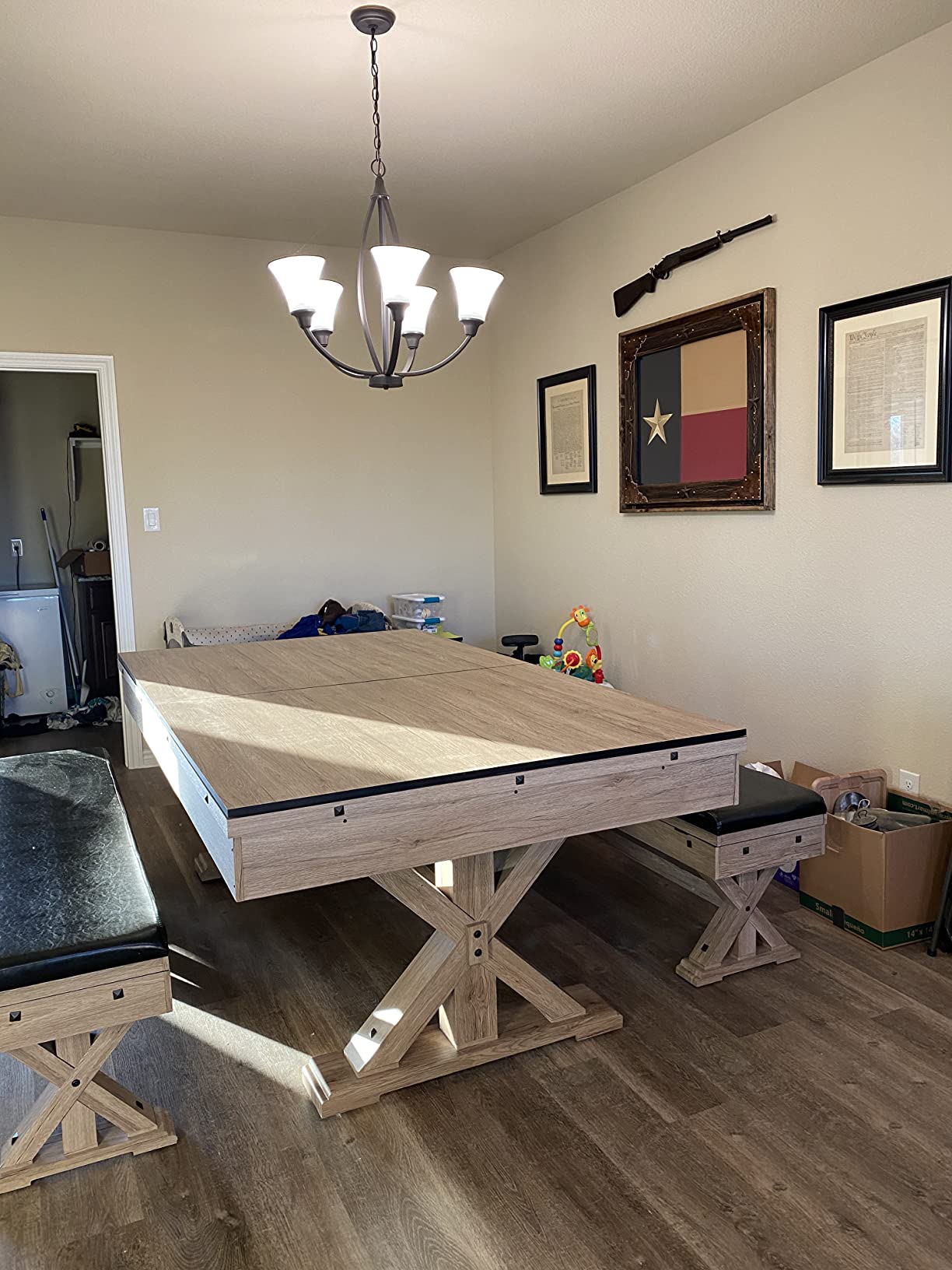 【Sports&Outdoors】【BS】Rockford 7-FT 3 in 1 Multi Game Featuring Pool Dining Table & Table Tennis Tables