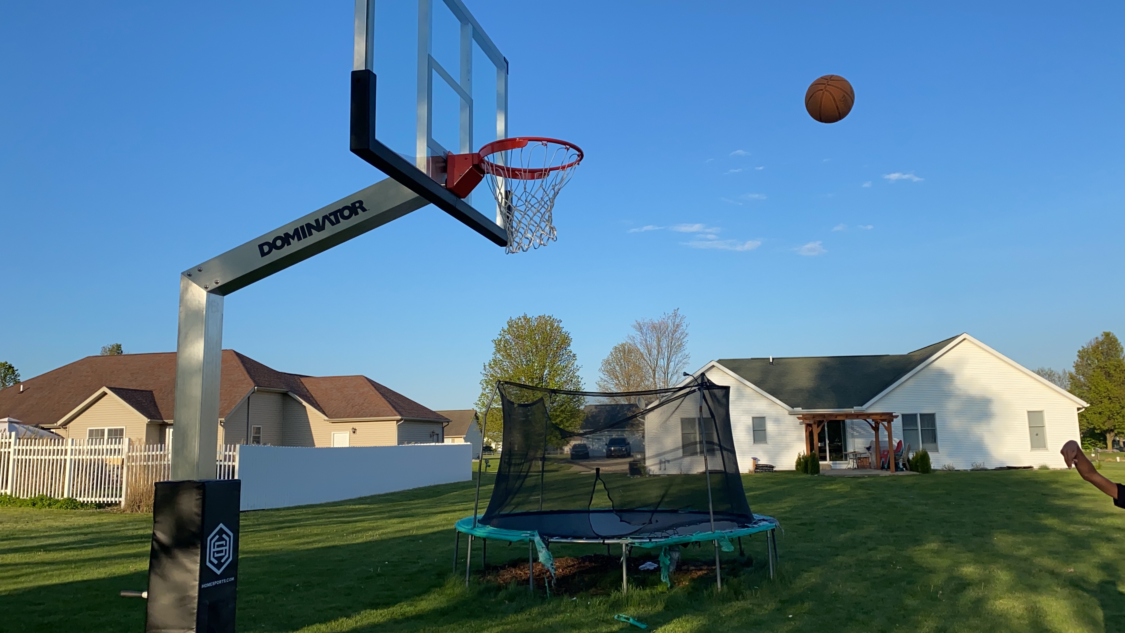 【Sports&Outdoors】Dominator Inground Basketball Hoop - Adjustable Basketball Goal w/ Tempered Glass Backboard