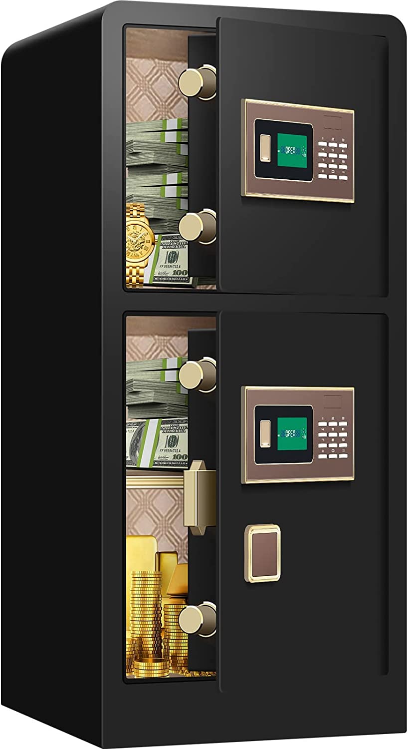 Extra Large Safe Box Fireproof Waterproof with Double Safe, 124 LB Heavy Duty Anti-Theft Fireproof Safe Box, Home Security Safe for Firearm Money Documents Medicine Jewelry Valuables