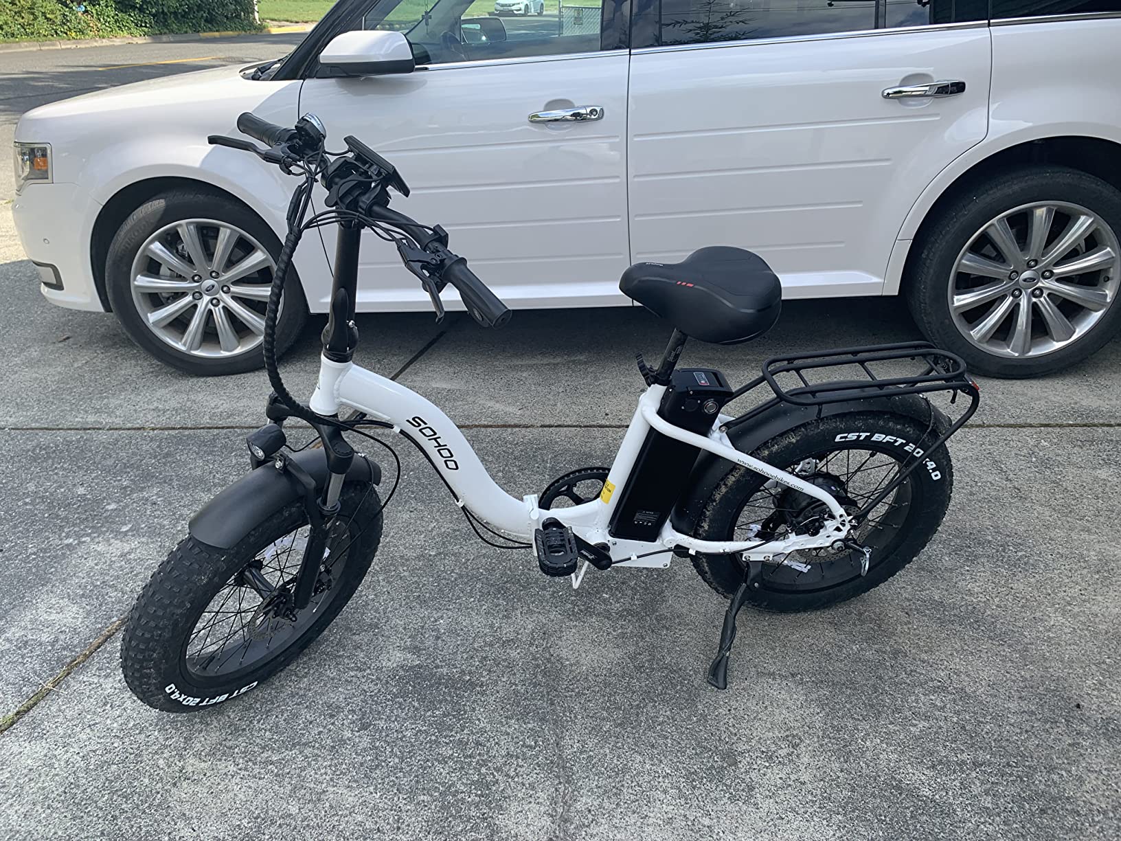 【Sports&Outdoors】Adult Step-Over & Step-Thru Folding Fat Tire E-Bike Mountain Electric Bicycle