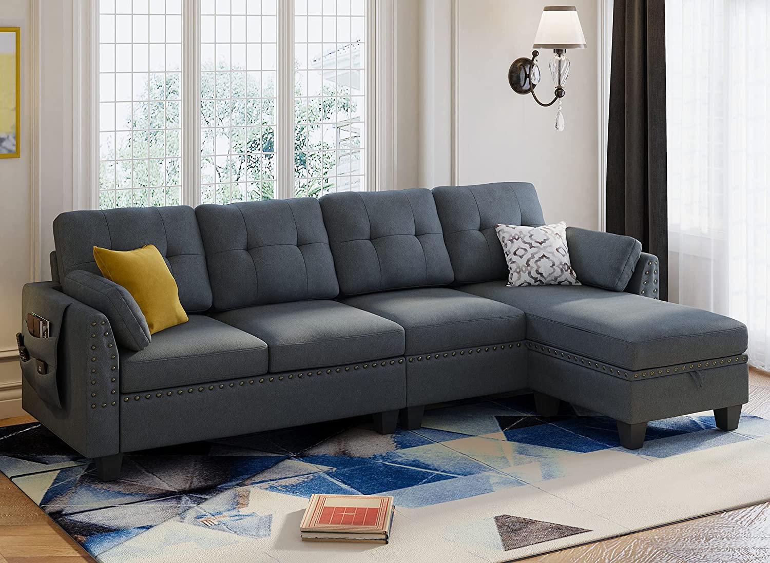 HONBAY Convertible Sectional Sofa L Shaped Couch Reversible Sectional for Small Apartment