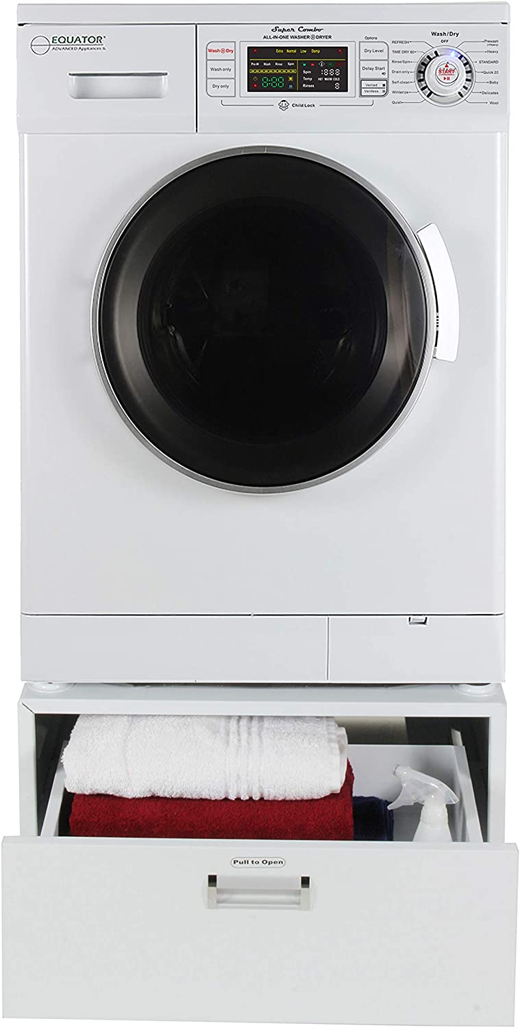 Equator Ver 2 Pro 24" Combo Washer Dryer Vented/Ventless 1200 RPM+Pedestal Black