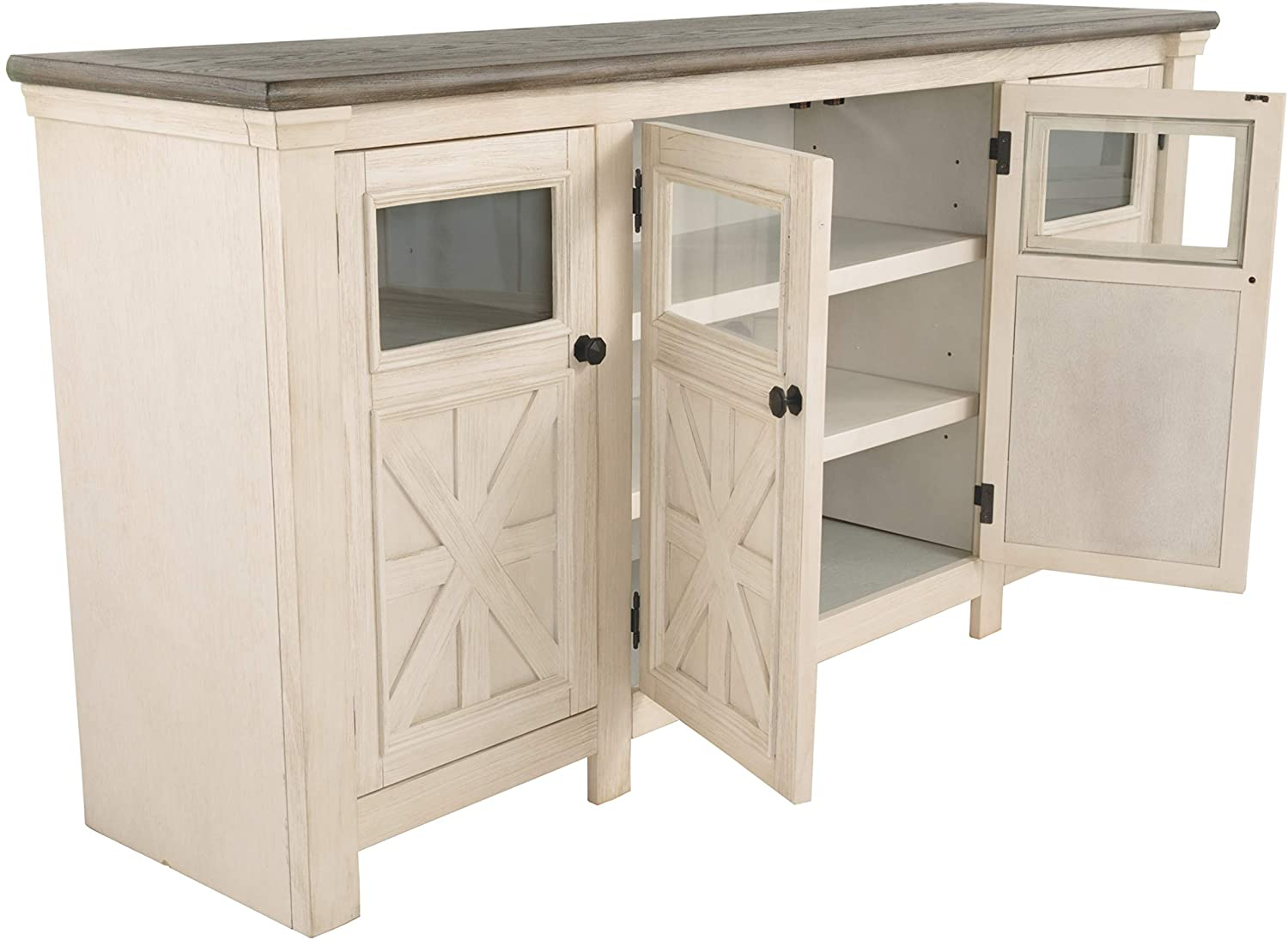 Signature Design by Ashley Bolanburg Two Tone Farmhouse TV Stand, Fits TVs up to 72