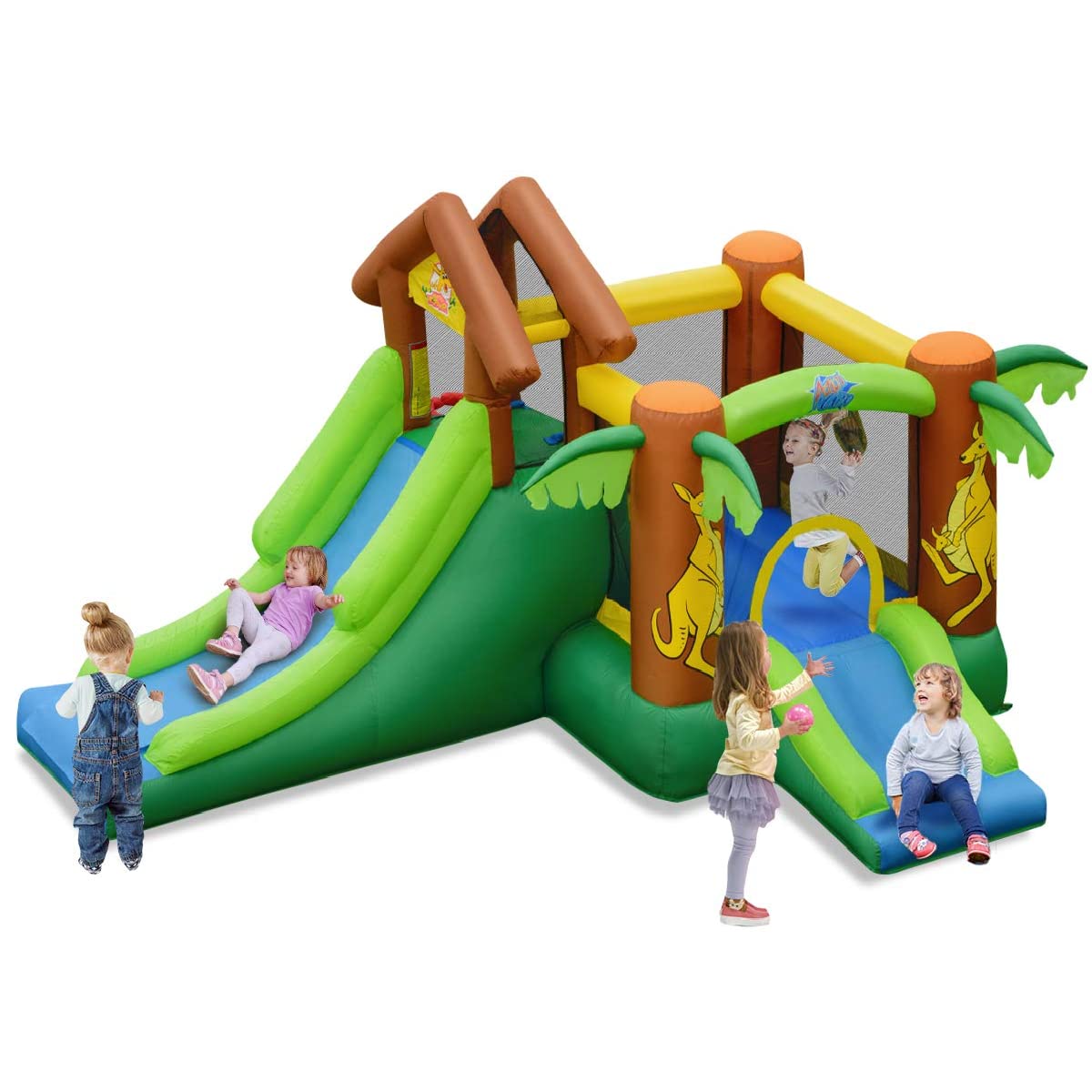 【Baby&Kids】Inflatable Water Slide Park, 6 in 1 Multifunctional Kids Water Slide Bouncy Castle