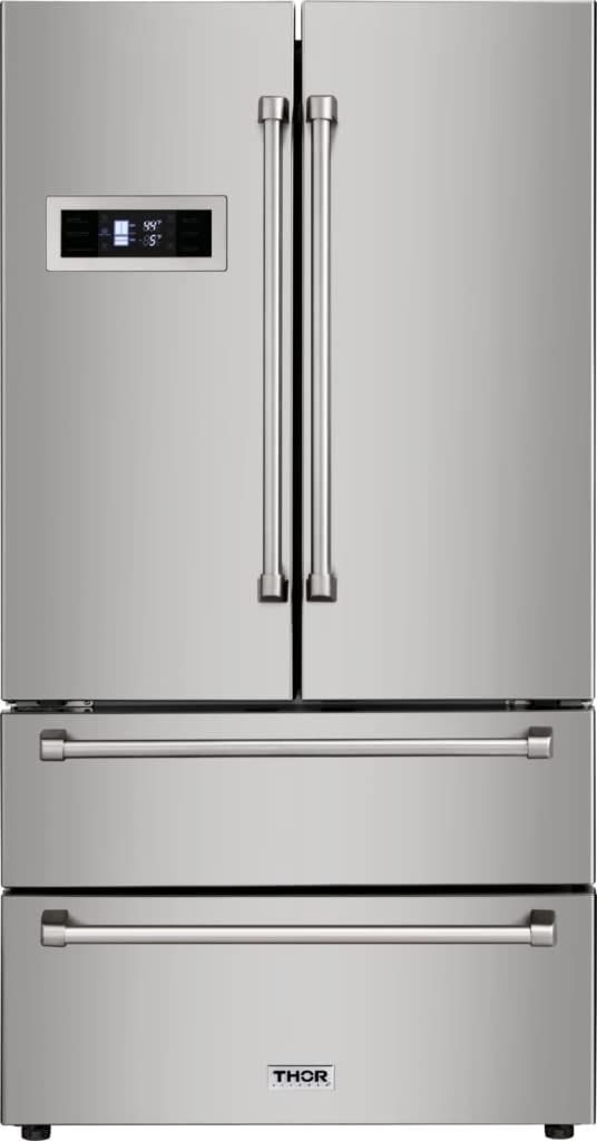 Thor Kitchen Thorkitchen HRF3601F Cabinet Depth French Door Refrigerator, Ice Maker, 36", Stainless Steel