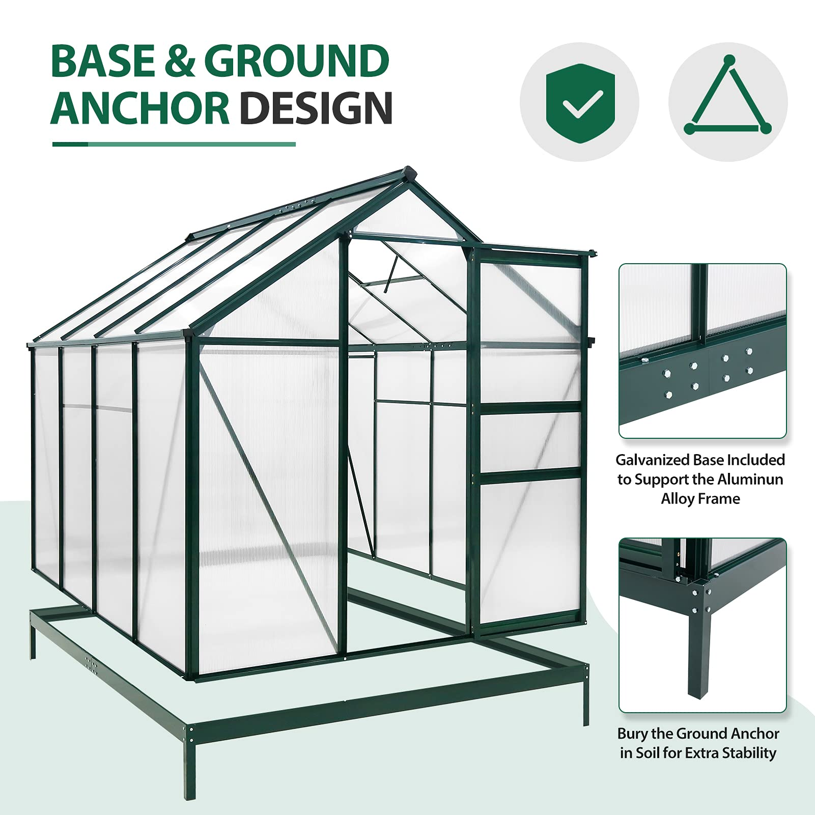 【Home&Garden】6' x 8' x 7' Outdoor Walk-in Hobby Greenhouse with Sliding Door & Ventilation Window