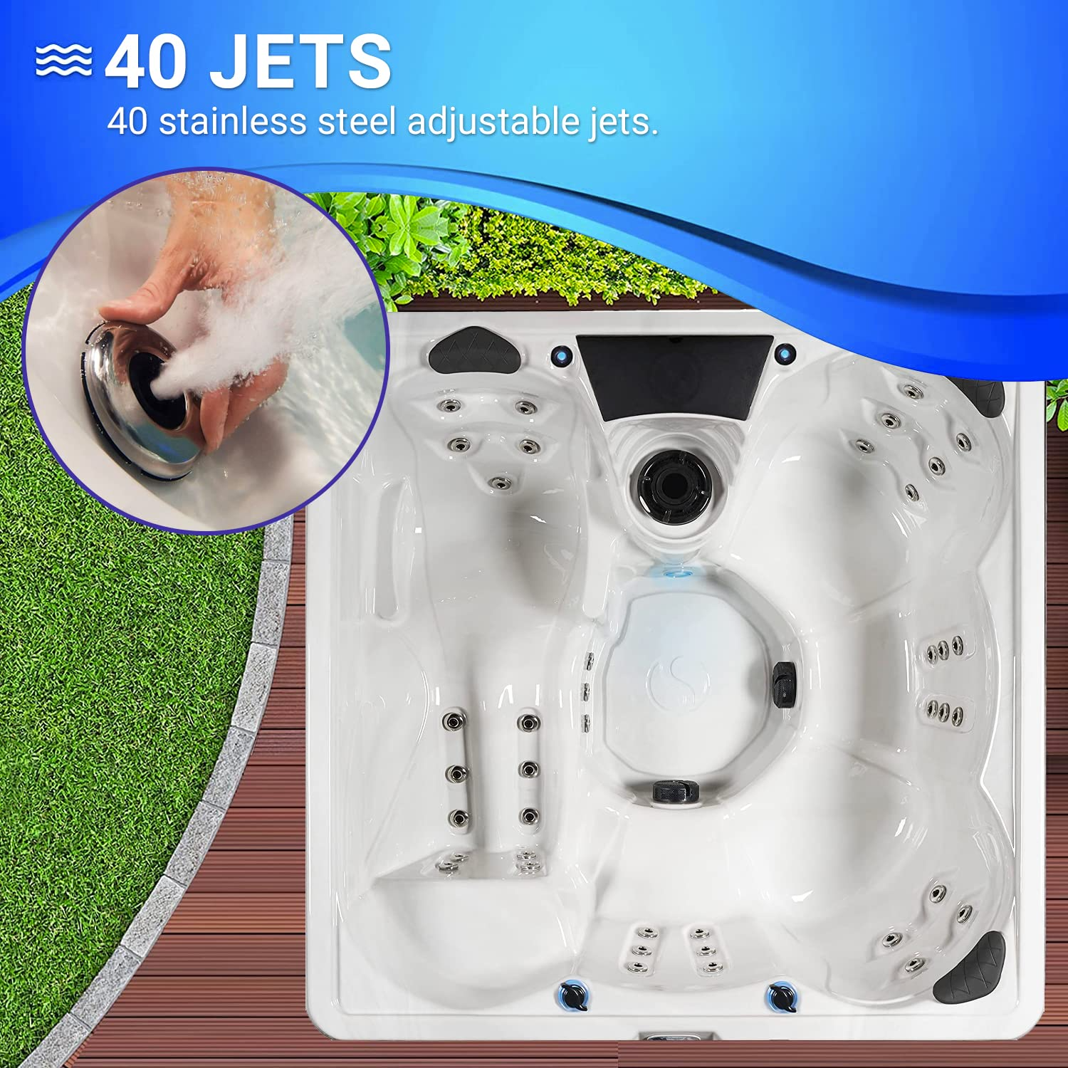 【Sports&Outdoors】40-Jet Edgewater EX Hot Tubs, Seats 5-6, with Lounger, Driftwood