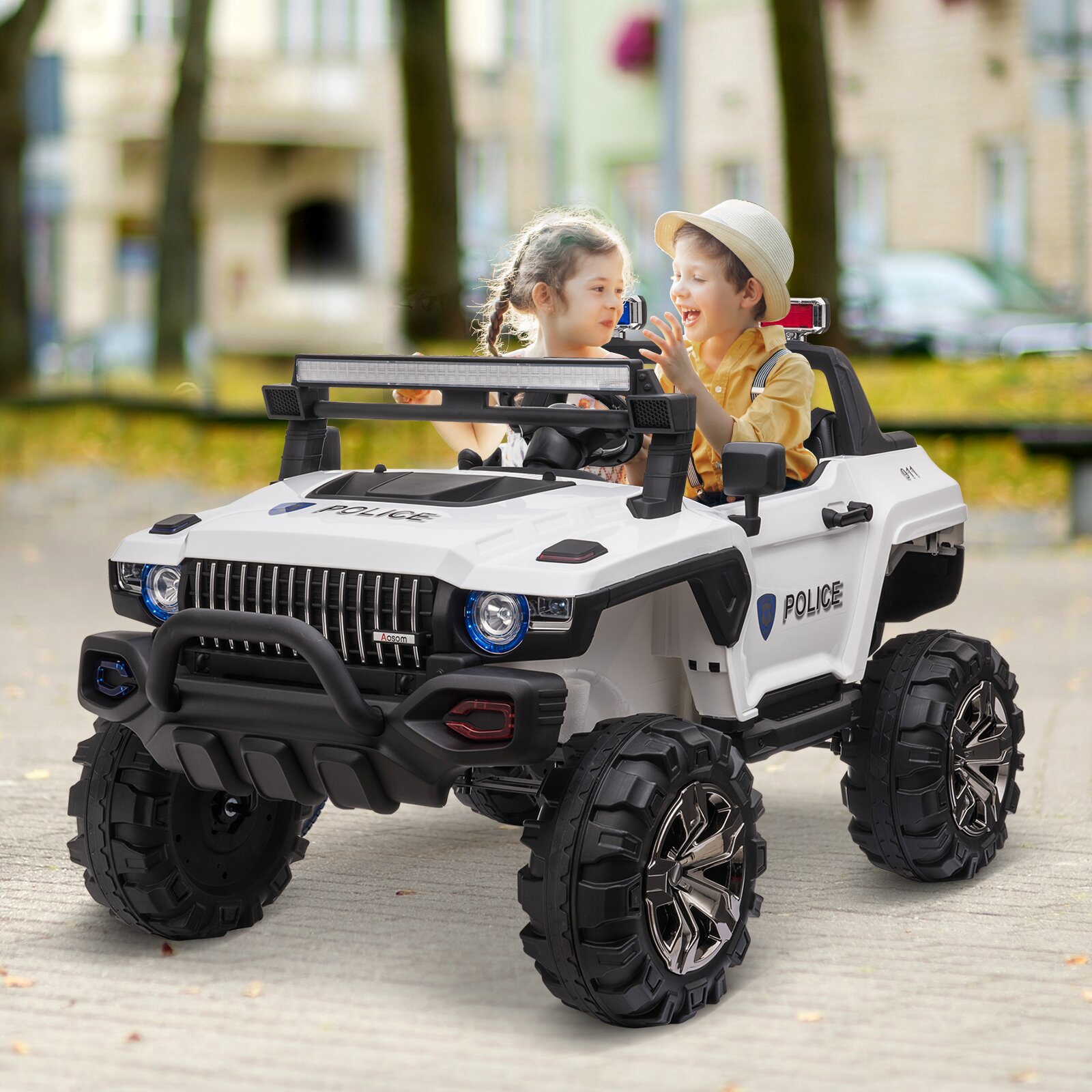 【Baby&Kids】2-Seater Electric Ride on Police Car SUV Truck Toy