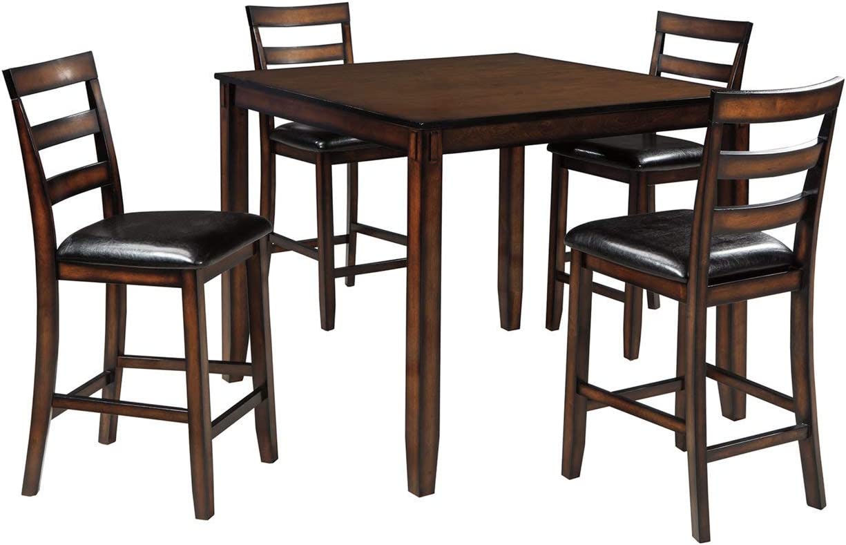 Signature Design by Ashley Bridson 5 Piece Counter Height Dining Room Set, Includes Table & 4 Bar Stools, Gray (Pack of 1)