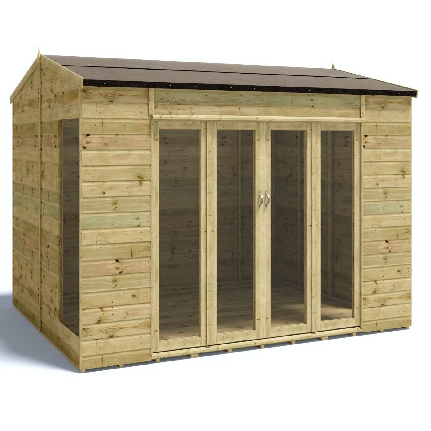 【Home&Garden】10x8 Cannes Wooden Summerhouse Garden Shed Wide Bi-fold Double French Doors