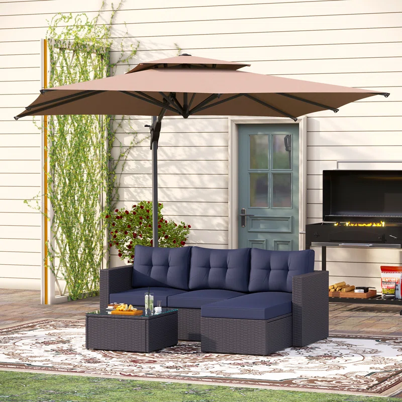 Towser Polyethylene (PE) Wicker 4 - Person Seating Group with Cushions