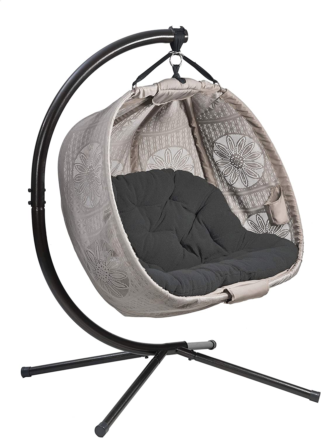 Flower House FHPC100-DCBLK Pumpkin Loveseat, Black/Sand Cover