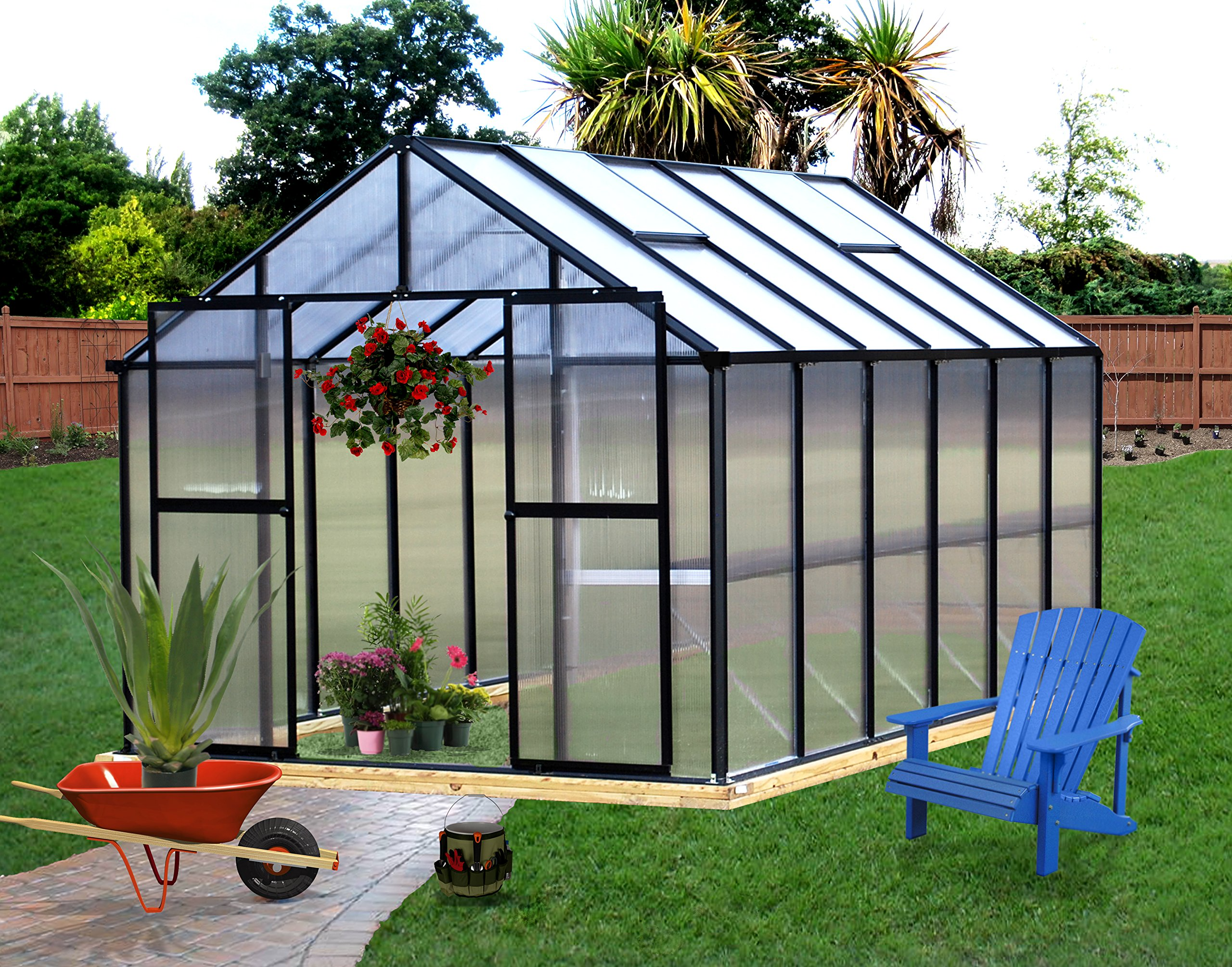 【Home&Garden】Greenhouse, 8' x 12', Black