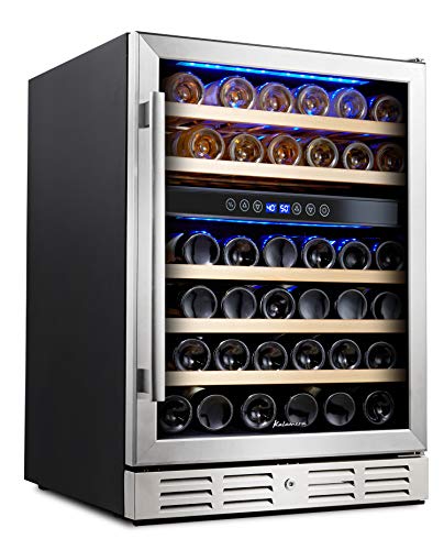 【Appliances】Kalamera 24'' Wine Cooler Refrigerator 46 Bottle Dual Zone Built-in or Freestanding Fridge