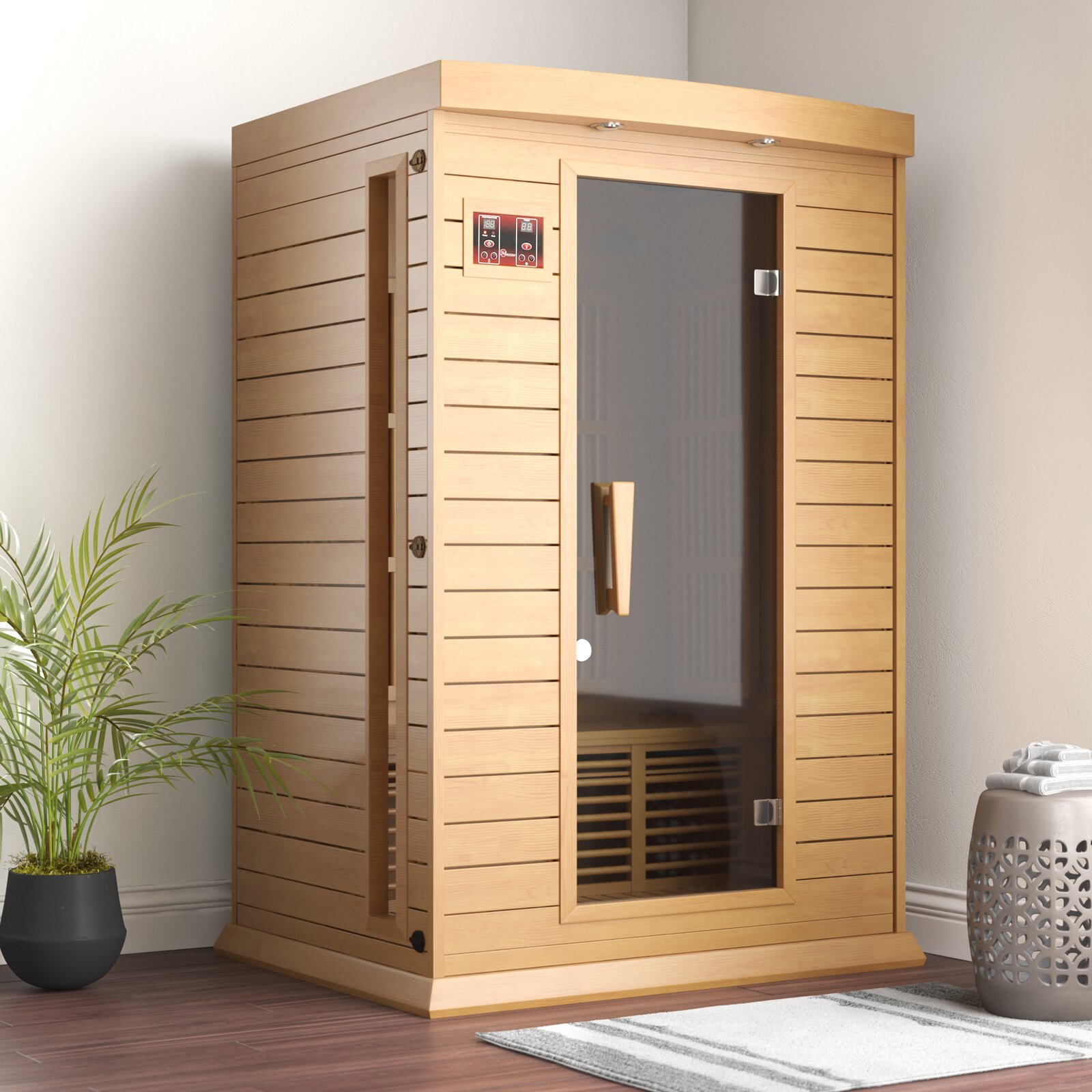【Sports&Outdoors】Dynamic Infrared Maxxus 2 - Person Indoor Bluetooth Compatible FAR Infrared Sauna in Hemlock
