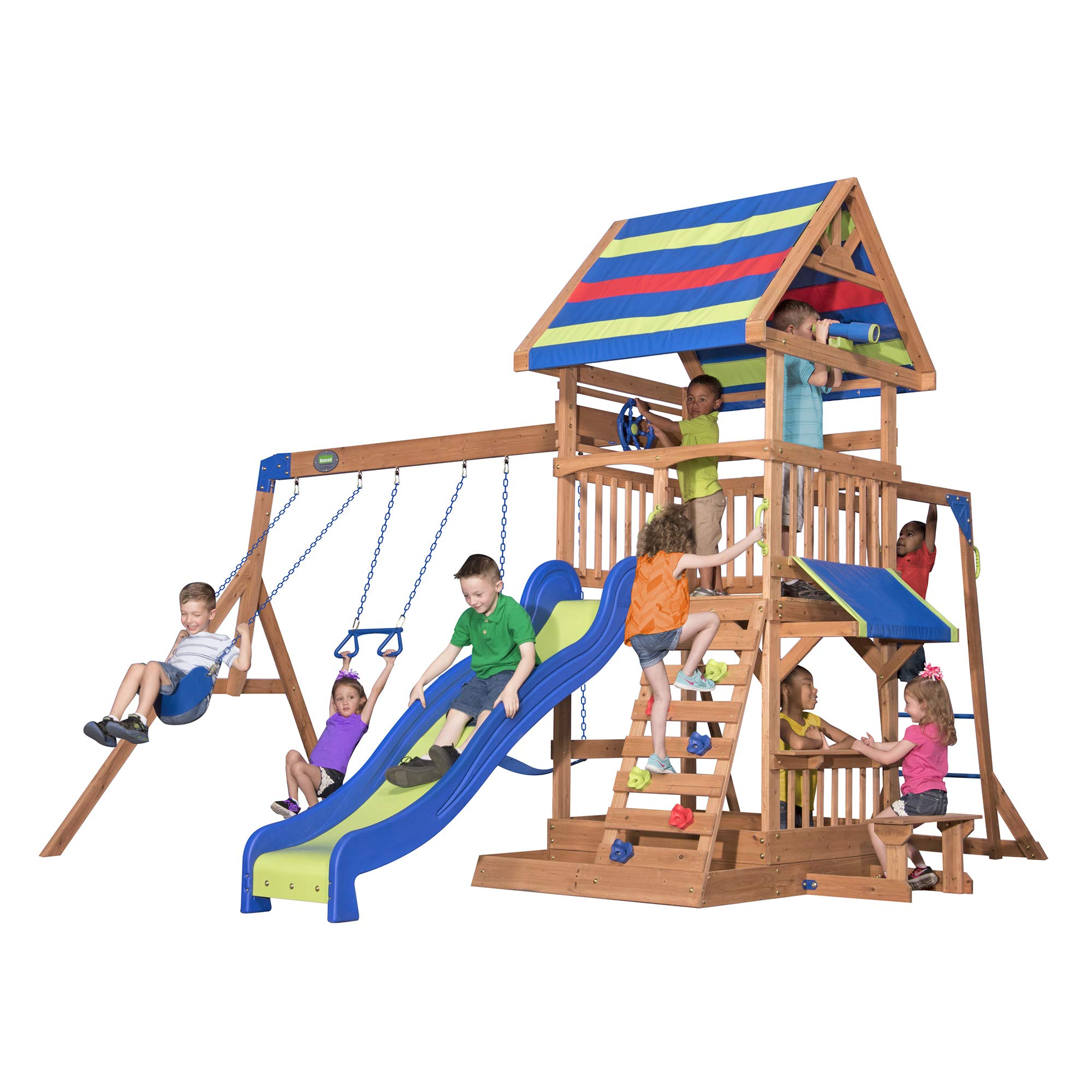 【Baby&Kids】Beach Front All Cedar Wooden Swing Set