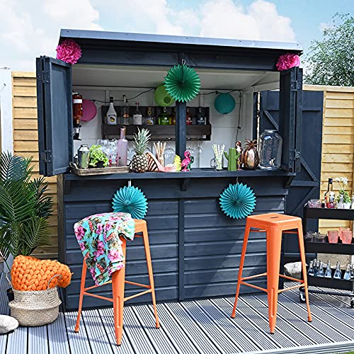 【Home&Garden】Outdoor Garden Bar, 6' x 3' Forest Wooden Shiplap Pent Garden Bar