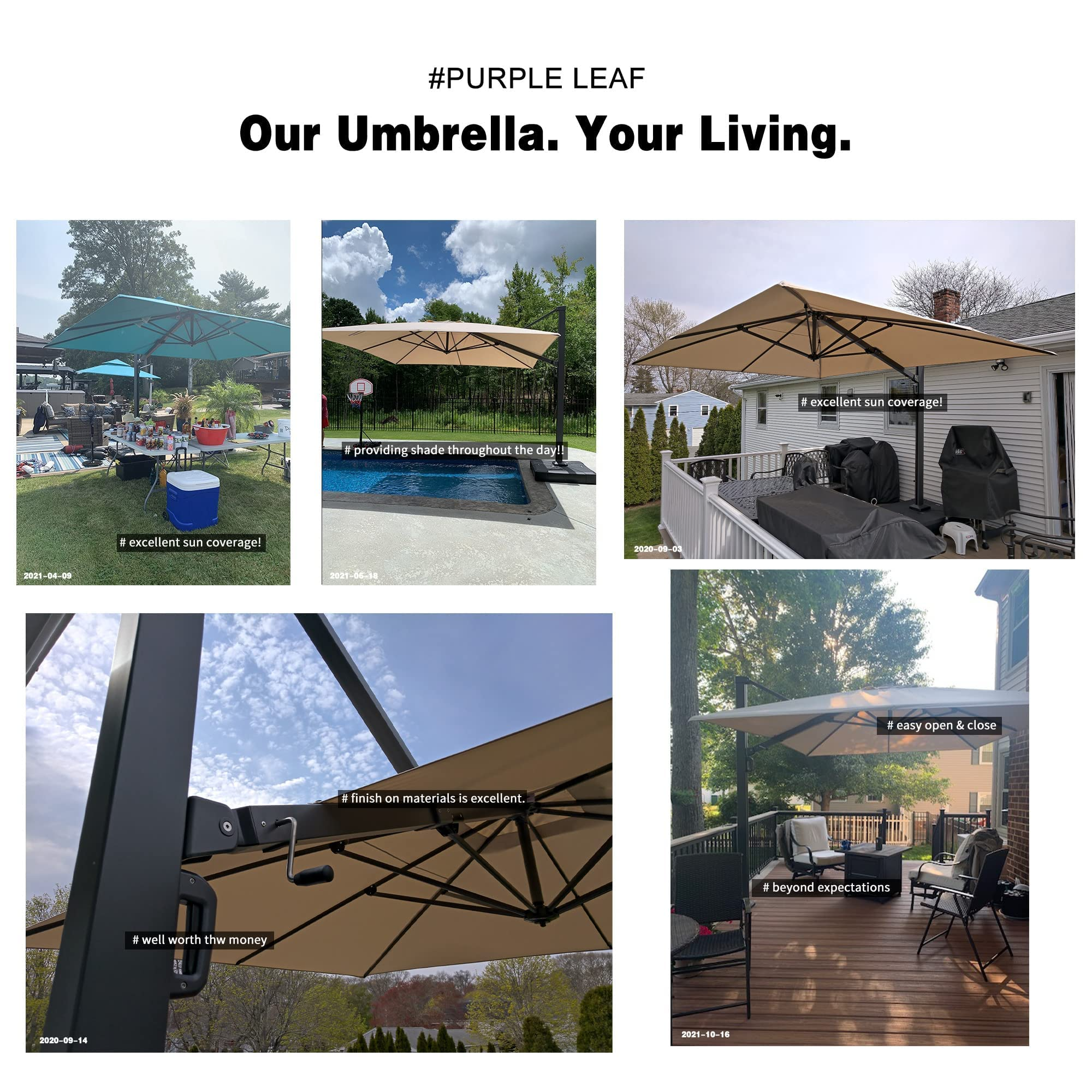 【Home&Garden】10' X 13' Rectangle Patio Umbrella Large Outdoor Aluminum Umbrella Offset Umbrella