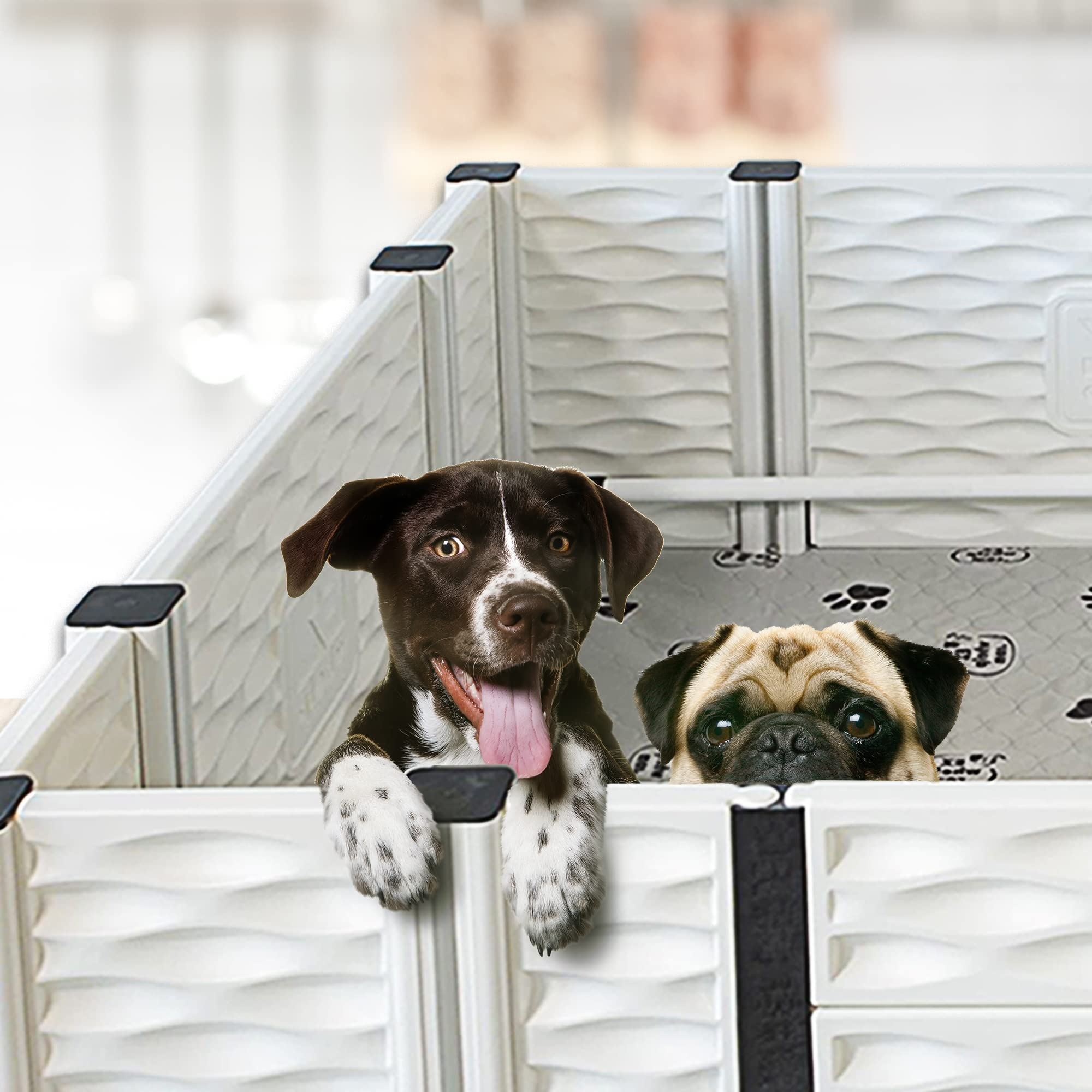 【Pet】Whelping Box for Dogs & Puppies - Indoor Dog Whelping Pen with Rails - Puppy Playpen 48