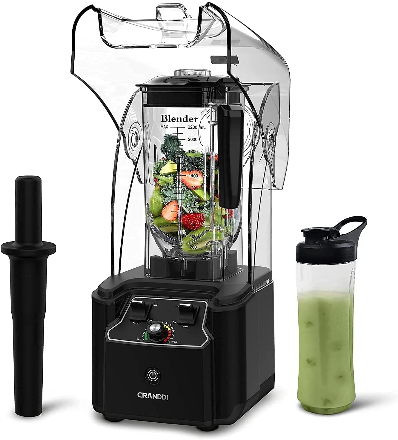 【Appliances】Quiet Blender, 2200 Watt Commercial Blenders for Kitchen with Soundproof Shield Cover