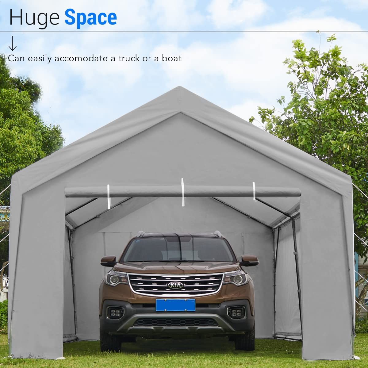【Home&Garden】12x20 ft Upgraded Heavy Duty Carport with Removable Sidewalls, Portable Car Canopy, Garage Tent